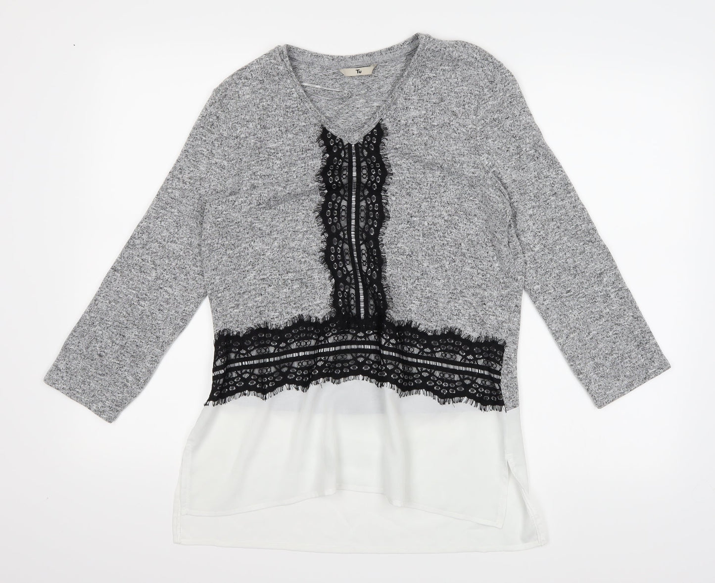 TU Womens Grey  Knit Pullover Jumper Size 12