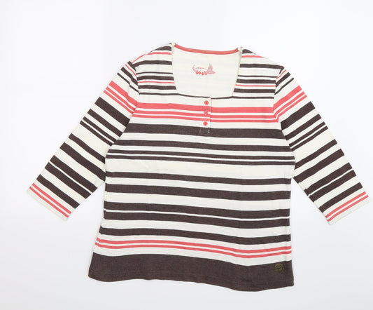DASH Womens Brown Striped  Pullover Jumper Size 8