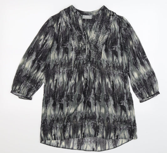 Wallis Womens Grey Striped Chiffon Tunic Blouse Size S