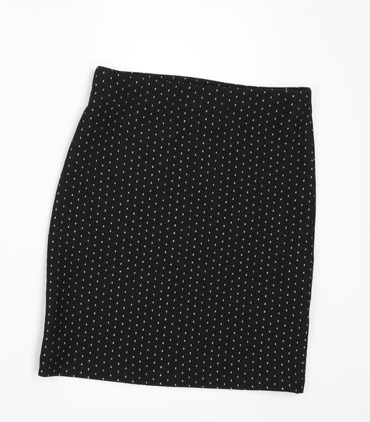 Even & Odd Womens Black Polka Dot  Bandage Skirt Size S