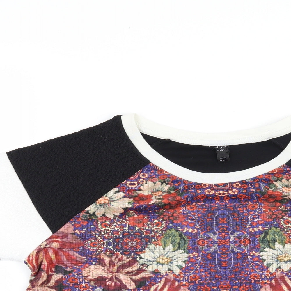 Topshop Womens Black Floral  Basic Blouse Size 8