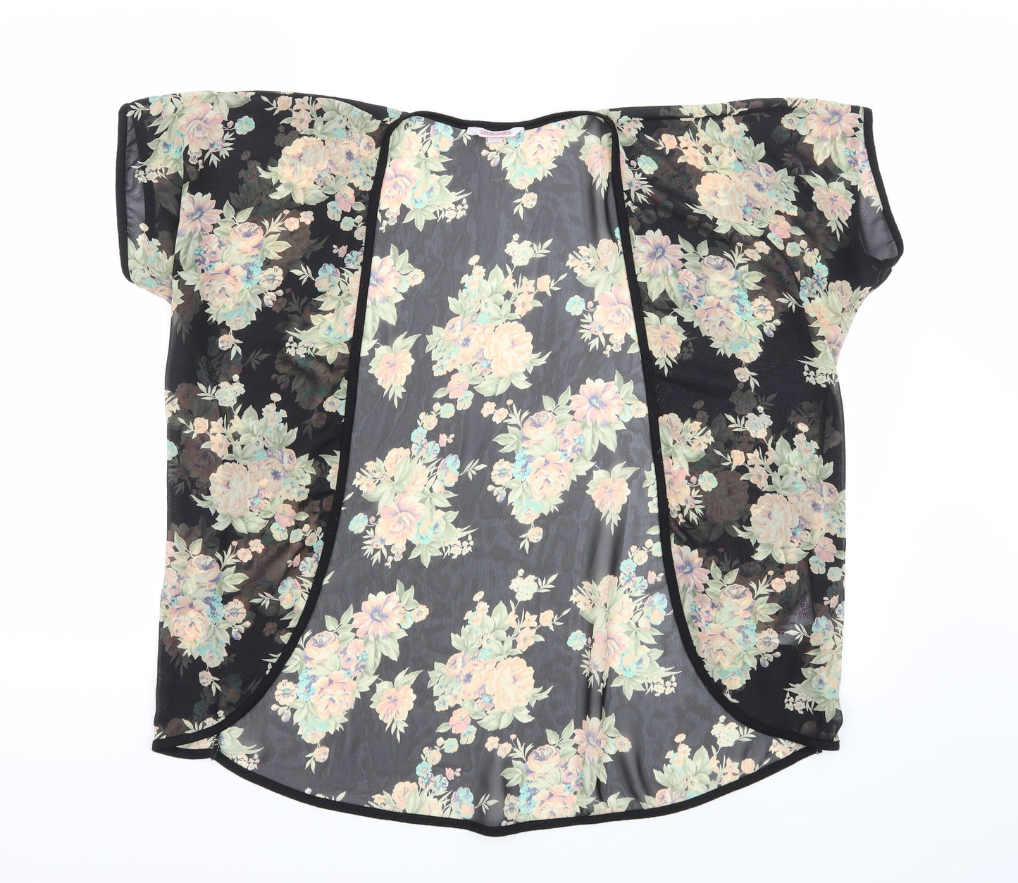 Miss Evie Girls Black Floral  Cardigan Jumper Size 13 Years