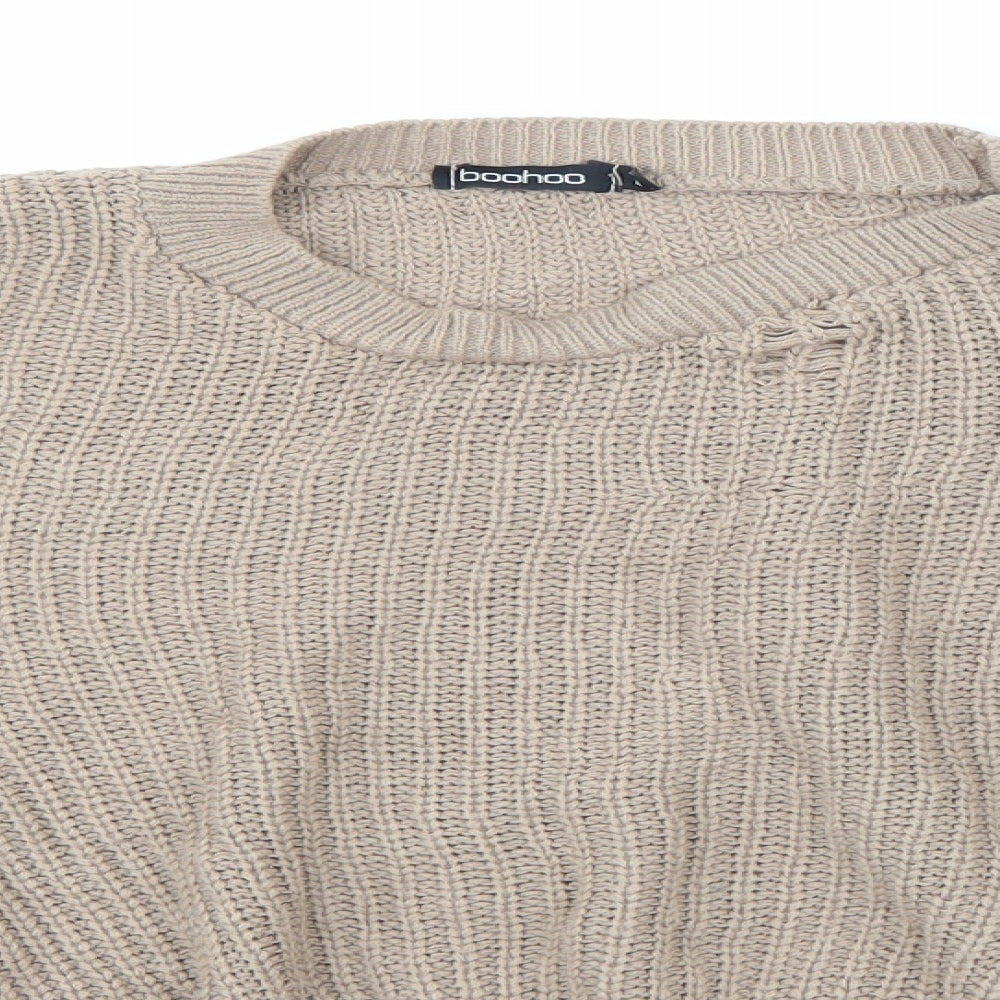 Boohoo Womens Brown  Knit Pullover Jumper Size M