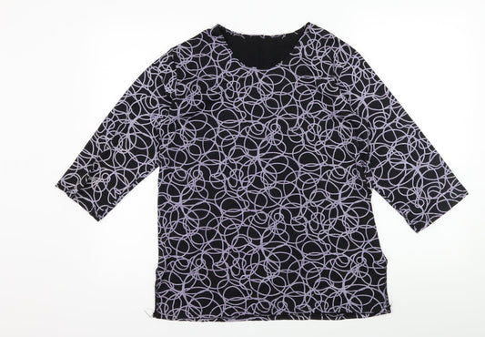 Preworn Womens Black Geometric Jersey Basic T-Shirt Size S