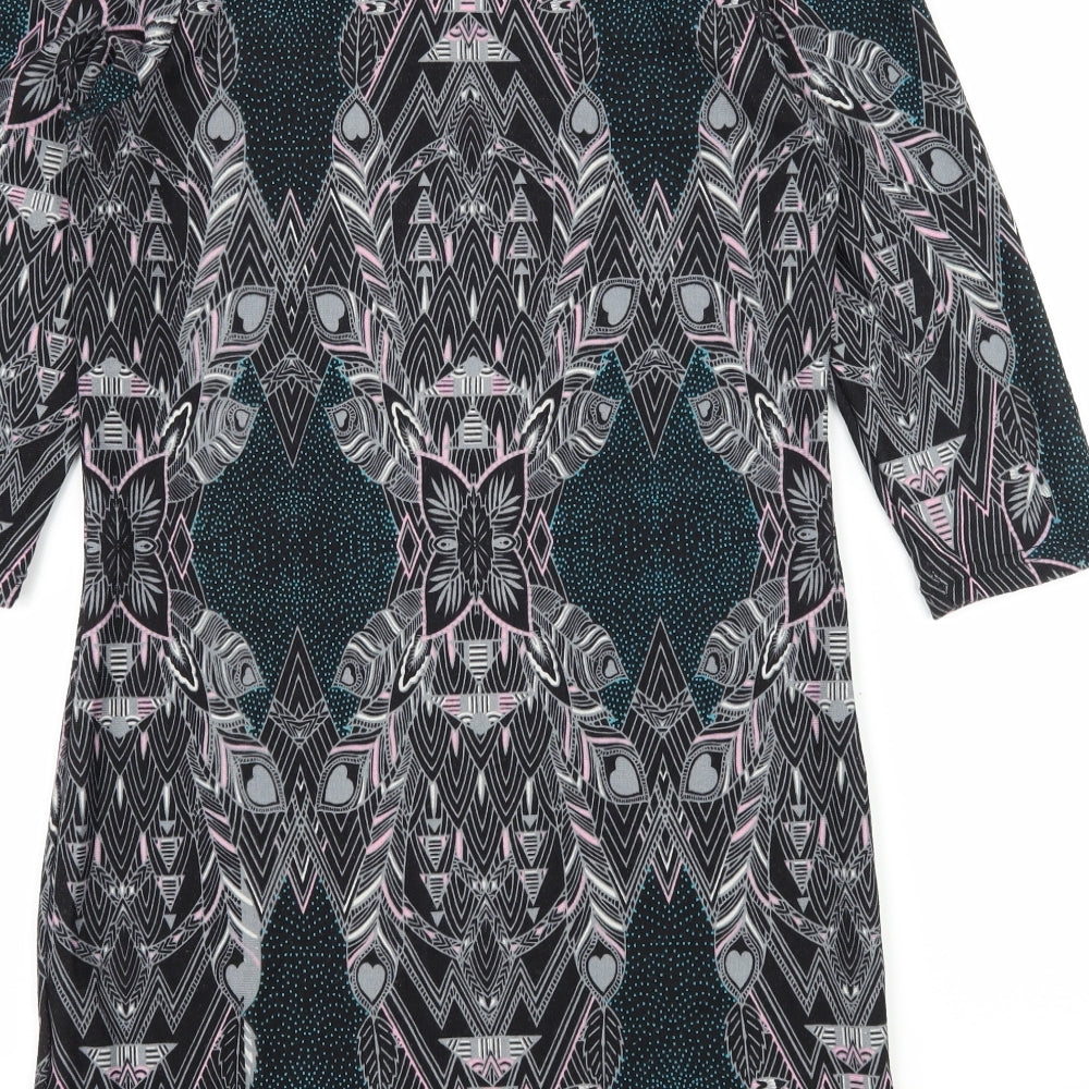 Klass Womens Multicoloured Geometric Jersey A-Line  Size S