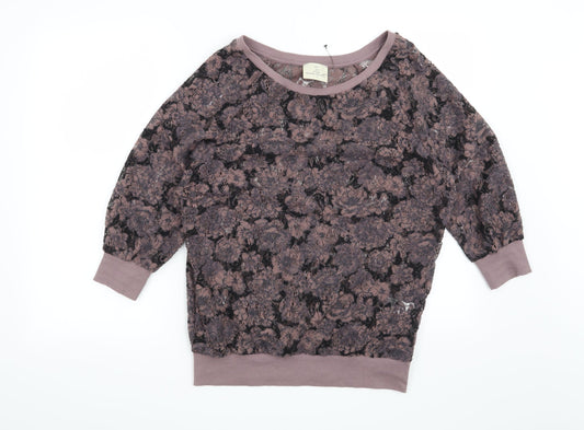 NEXT Womens Purple Floral  Pullover Sweatshirt Size 8
