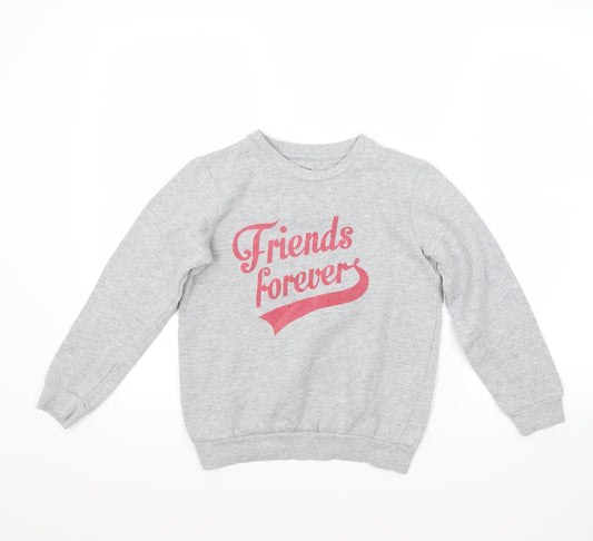 Pep&co Girls Grey   Pullover Sweatshirt Size 7-8 Years  - Friends Forever