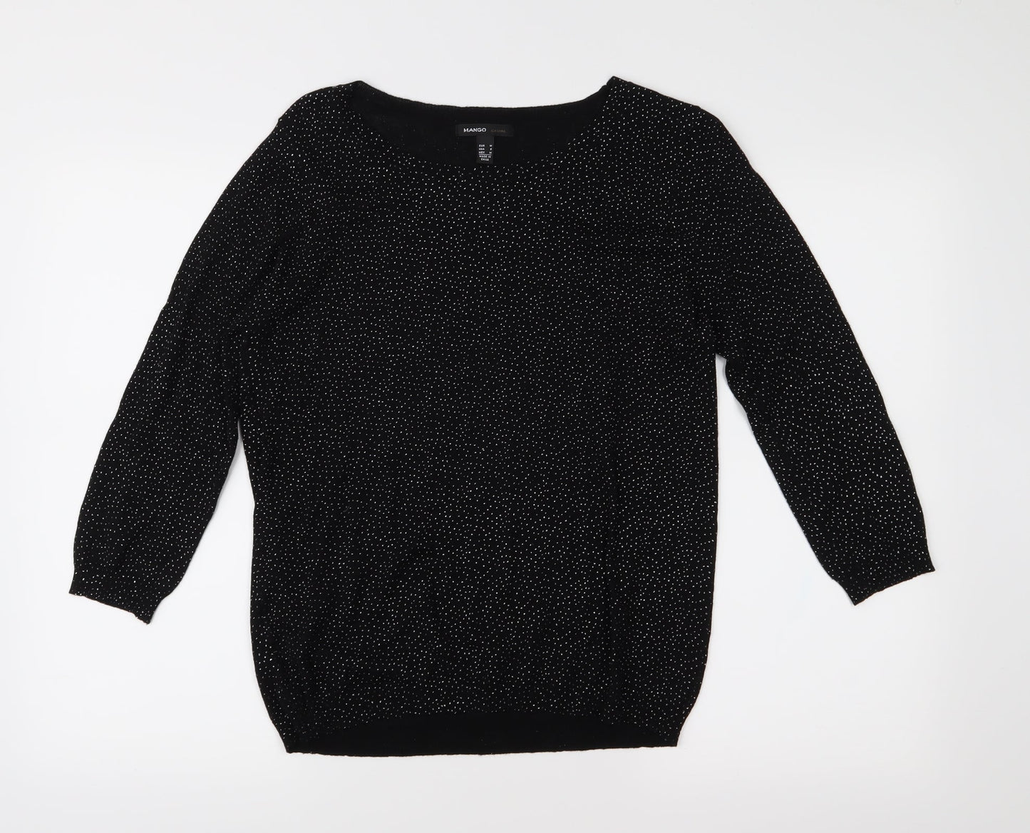 Mango Womens Black Polka Dot Knit Pullover Jumper Size M