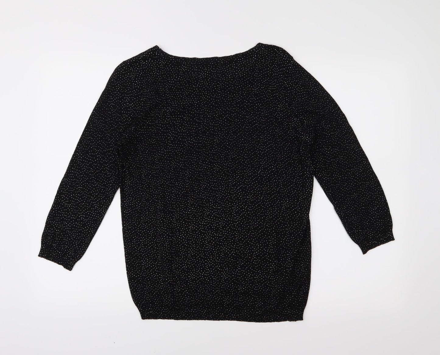 Mango Womens Black Polka Dot Knit Pullover Jumper Size M