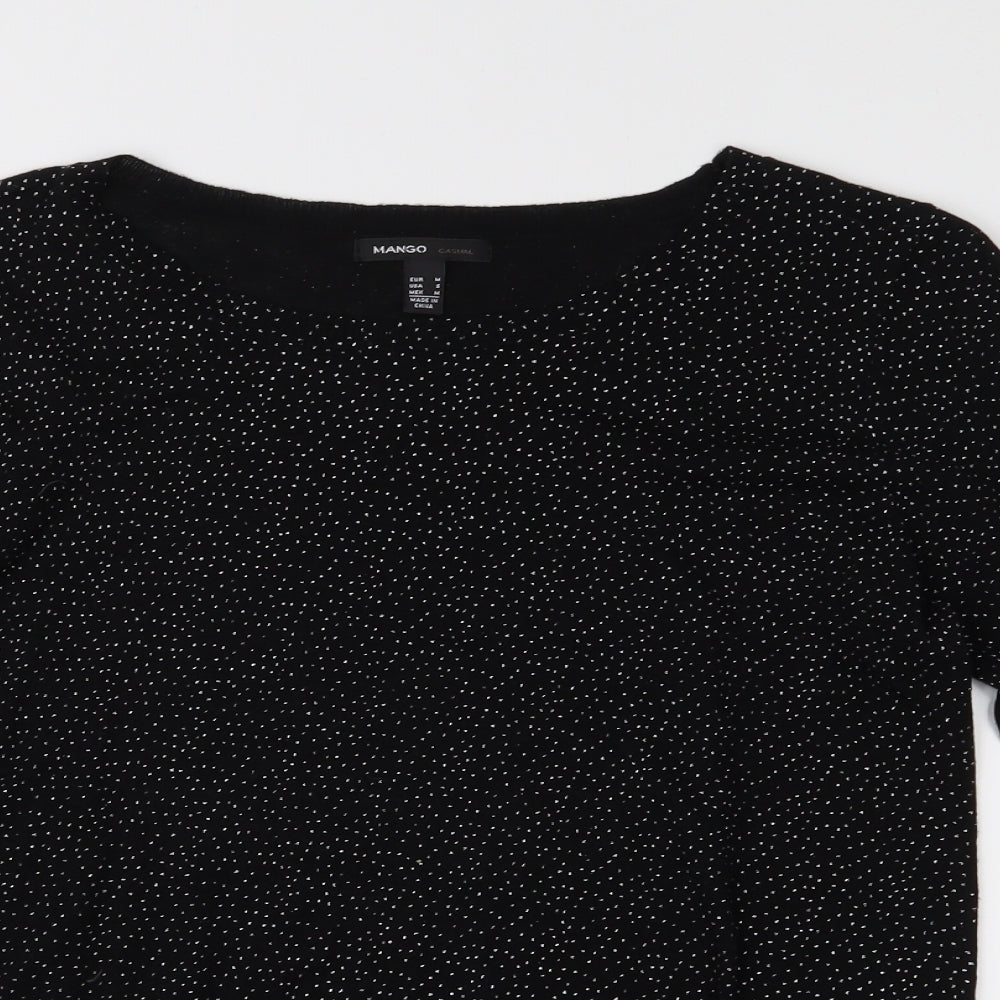 Mango Womens Black Polka Dot Knit Pullover Jumper Size M