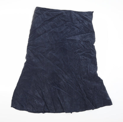Front view of ROWLANDS women’s blue corduroy swing skirt