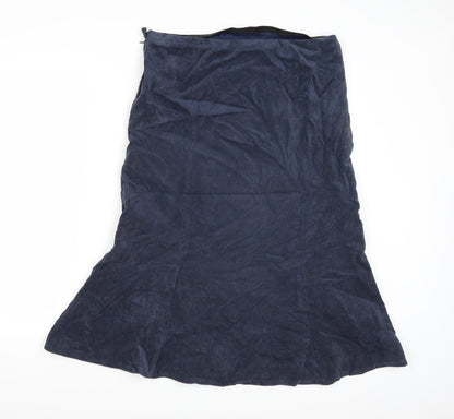 Back view of ROWLANDS women’s blue corduroy swing skirt