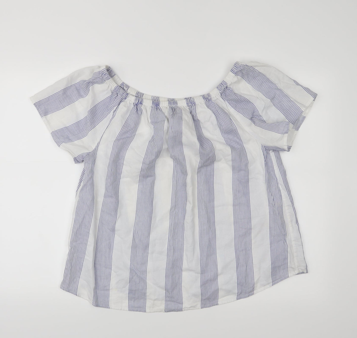 Workshop Womens Blue Striped  Basic Blouse Size M