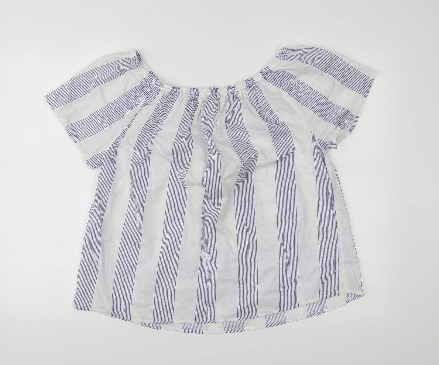 Workshop Womens Blue Striped  Basic Blouse Size M