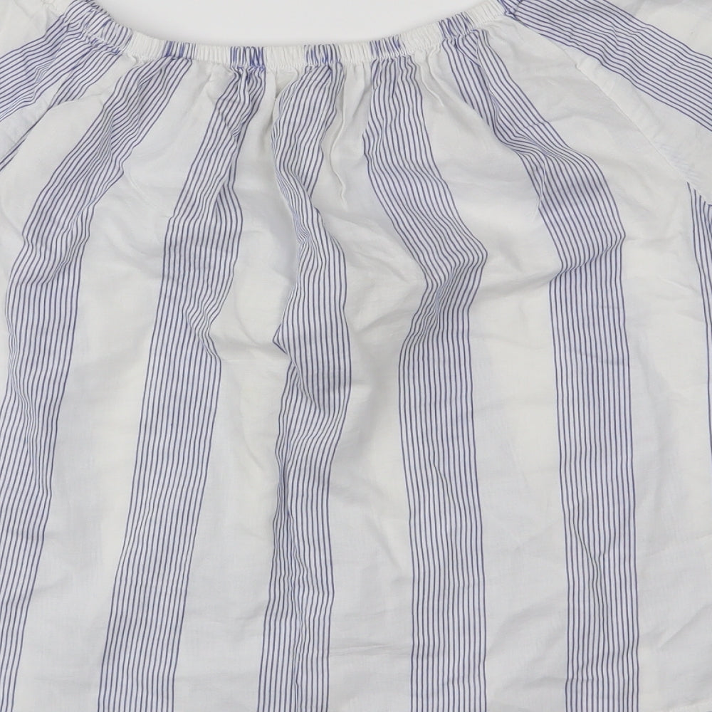 Workshop Womens Blue Striped  Basic Blouse Size M