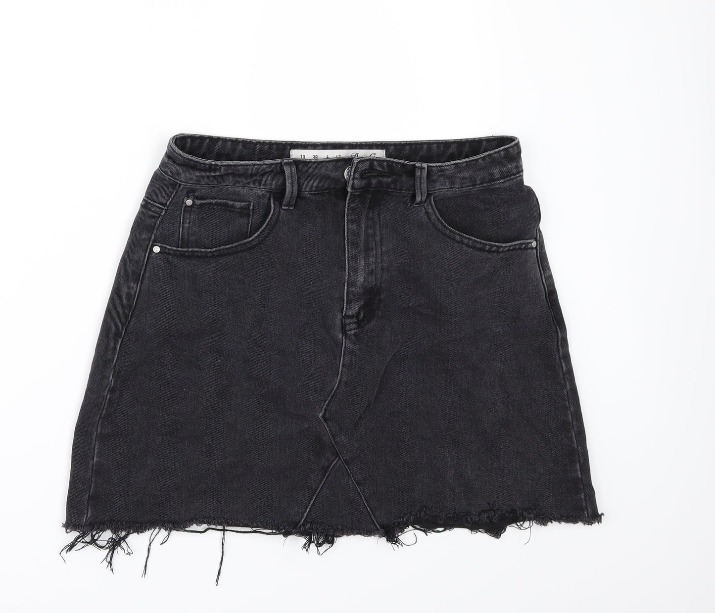Denim & Co. Womens Black  Denim Mini Skirt Size 10