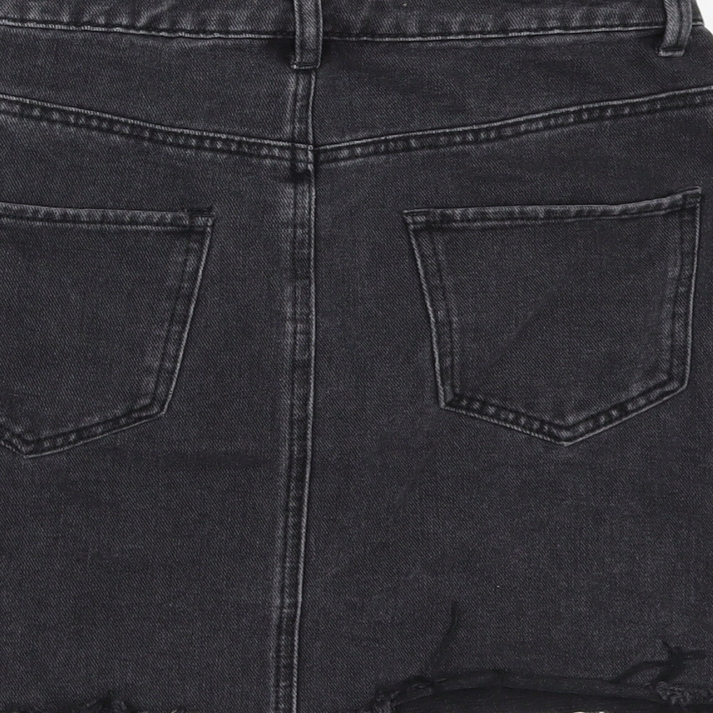 Denim & Co. Womens Black  Denim Mini Skirt Size 10