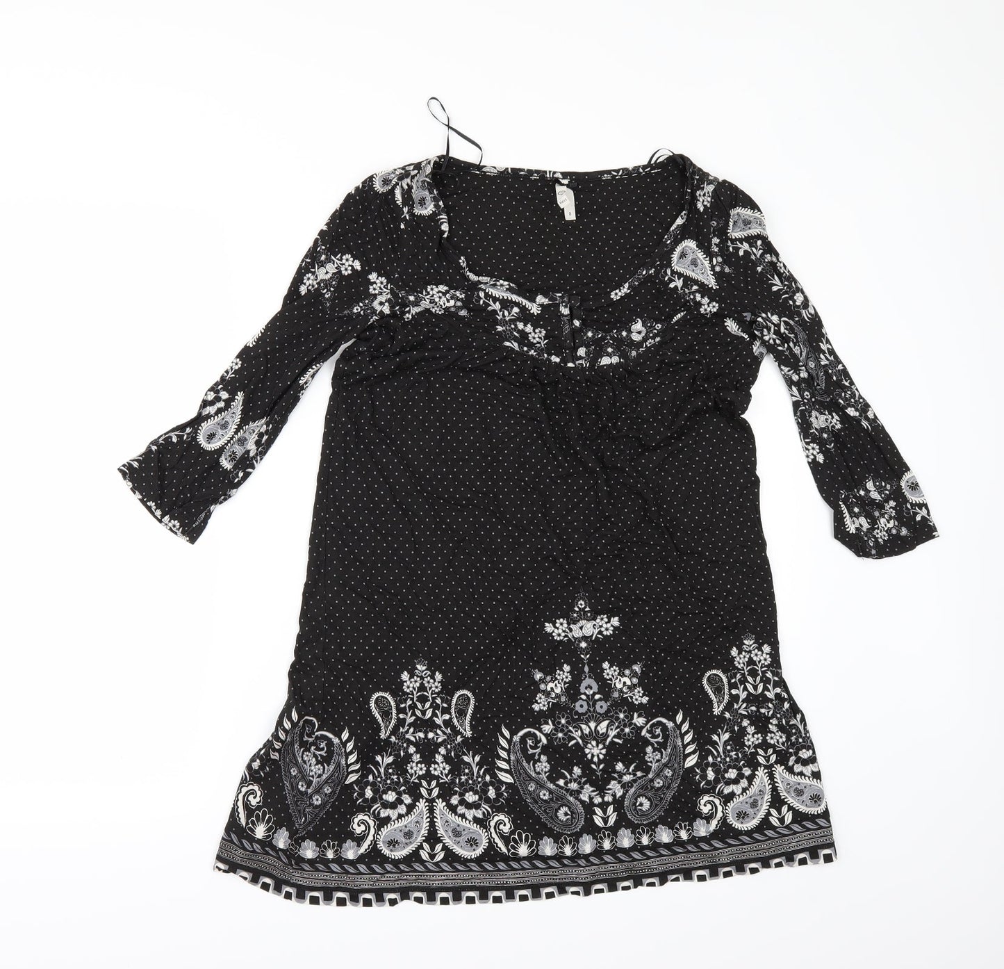 NEXT Womens Black Floral  T-Shirt Dress  Size 8