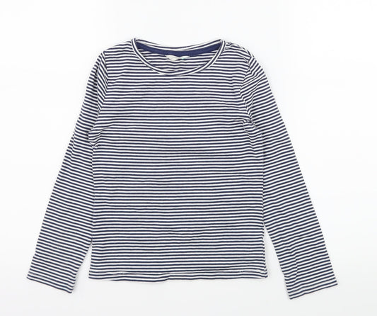 George Girls Blue Striped Jersey Basic T-Shirt Size 6 Years