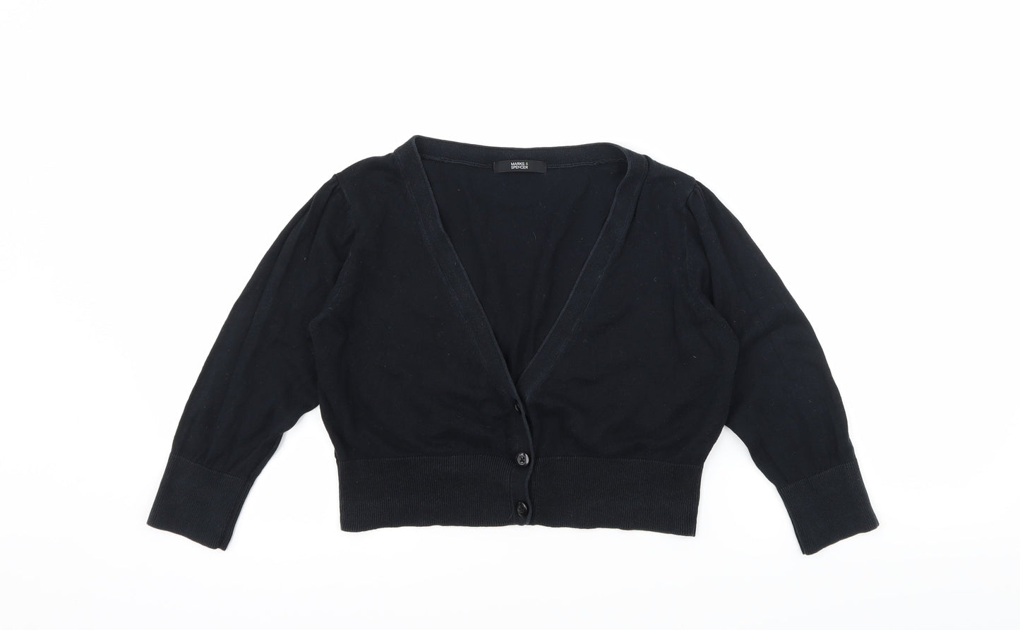 Marks and Spencer Womens Black  Knit Cardigan Jumper Size 12