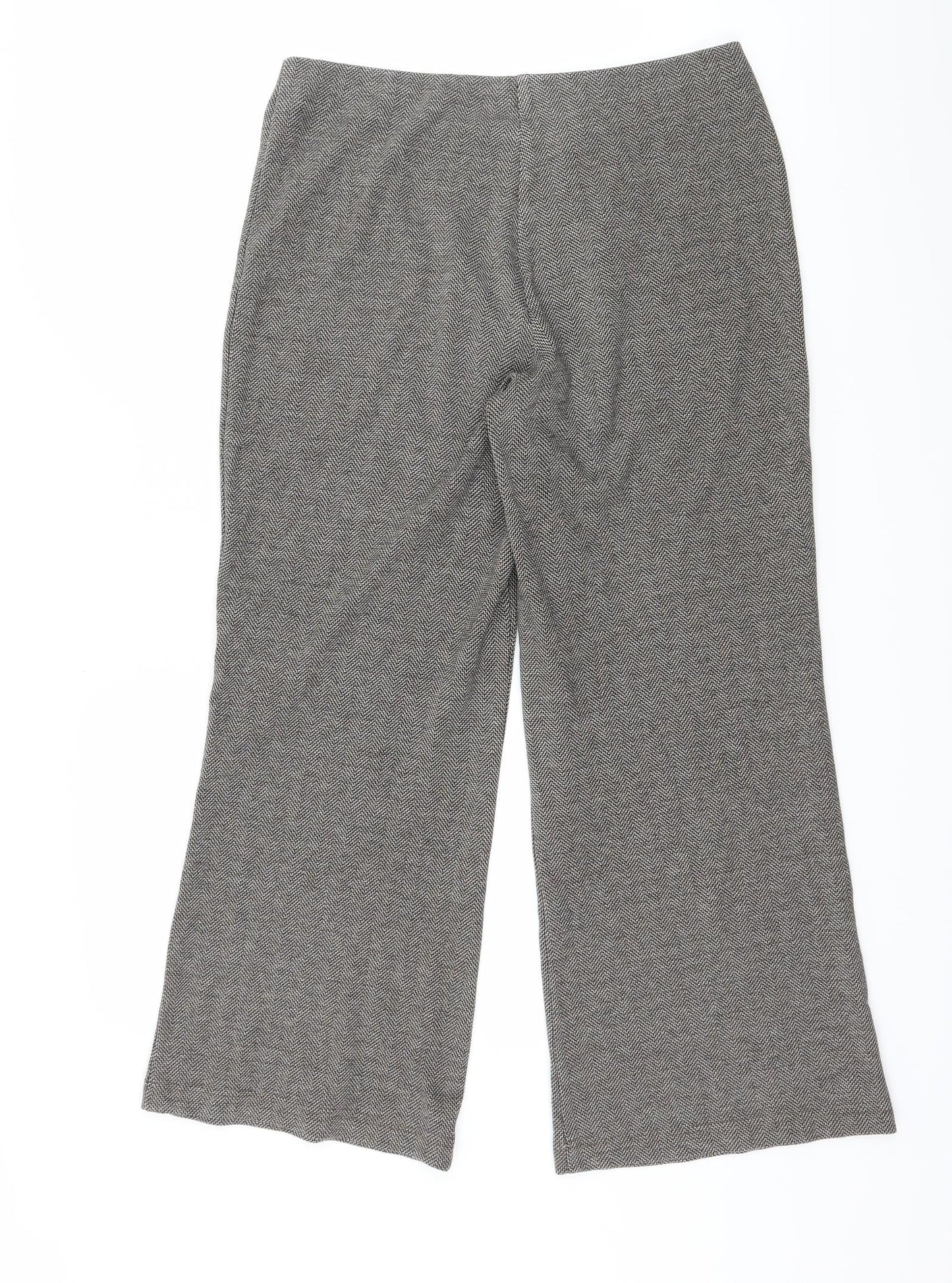 Marks and Spencer Womens Brown Herringbone Jersey Trousers  Size 32 L25 in