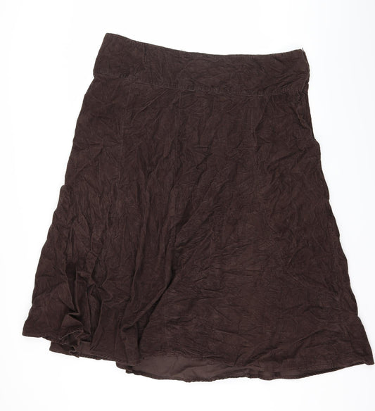 Preworn Womens Brown  Corduroy Flare Skirt Size 42