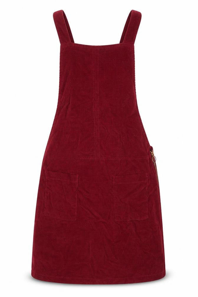 Primark Womens Red  Corduroy Pinafore/Dungaree Dress  Size 6