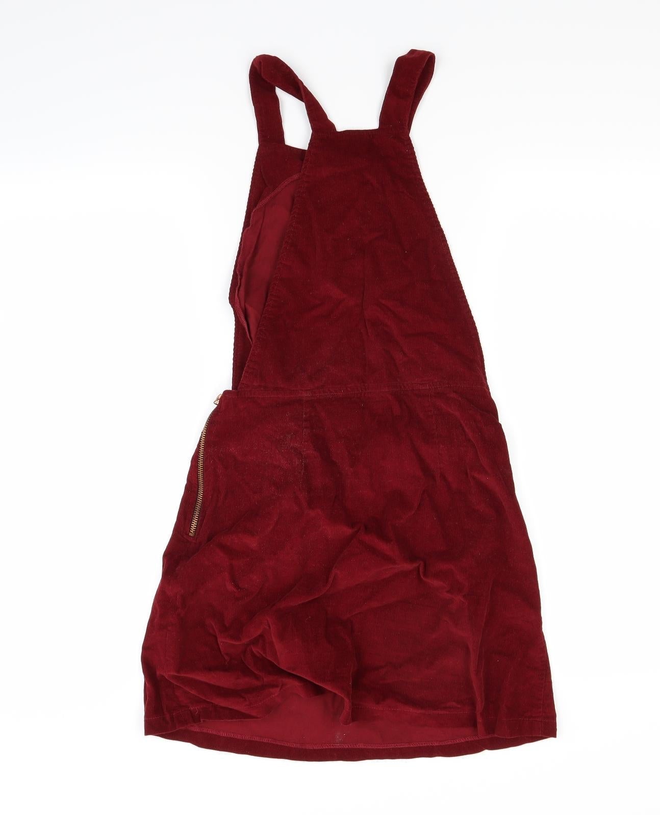 Primark Womens Red  Corduroy Pinafore/Dungaree Dress  Size 6