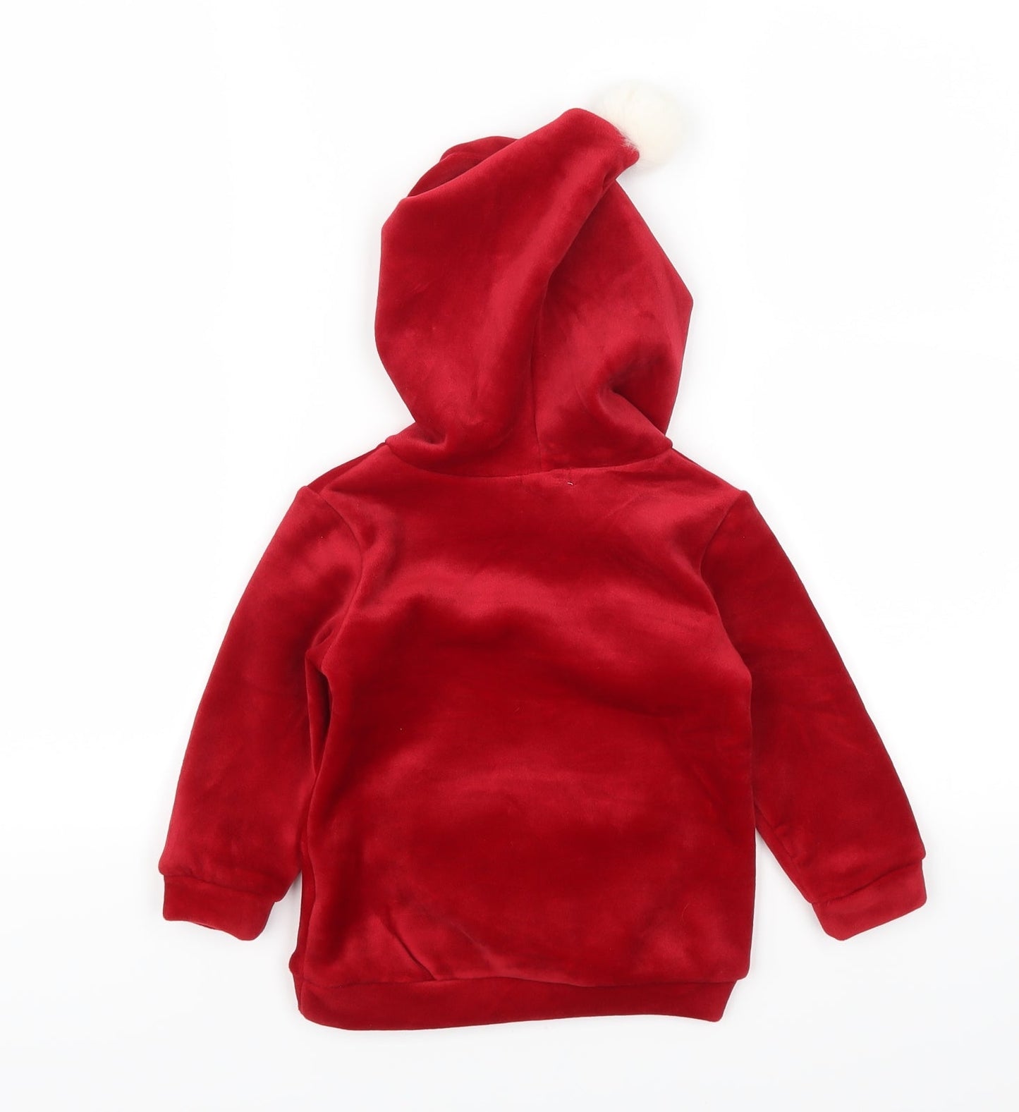 Smile Yes Girls Red Animal Print  Pullover Hoodie Size 2 Years  - Hamster Pom Pom