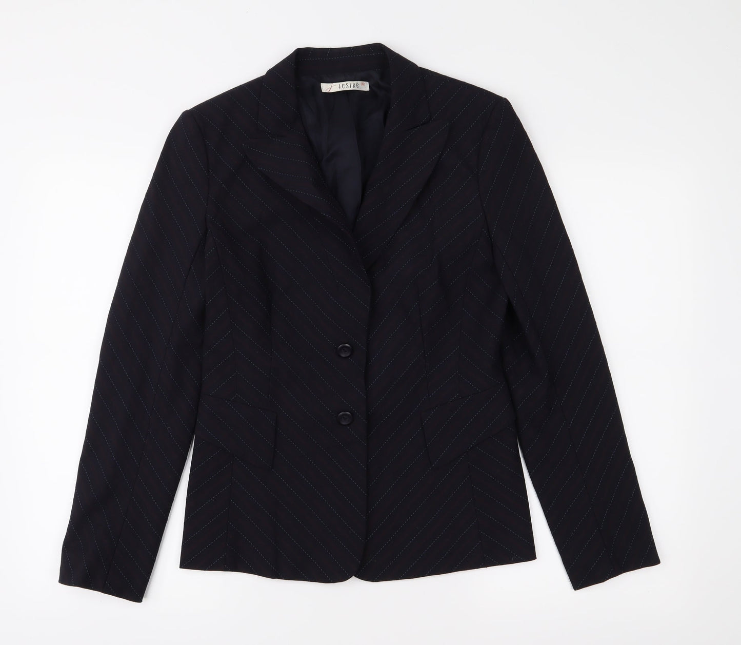 Jesire Womens Blue Striped  Jacket Suit Jacket Size 8