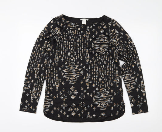 H&M Womens Black Geometric  Basic Blouse Size S