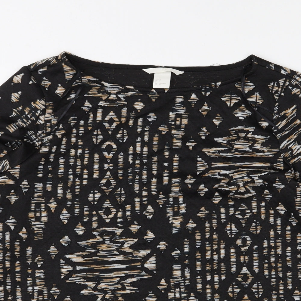 H&M Womens Black Geometric  Basic Blouse Size S