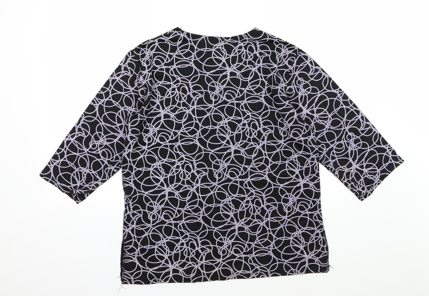 Preworn Womens Black Geometric  Basic T-Shirt Size M