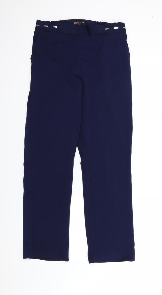 Anna Rose Womens Blue  Rayon Trousers  Size 12 L29 in