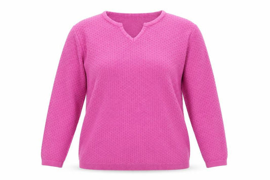 Front view of EWM women’s pink knit jumper, size L