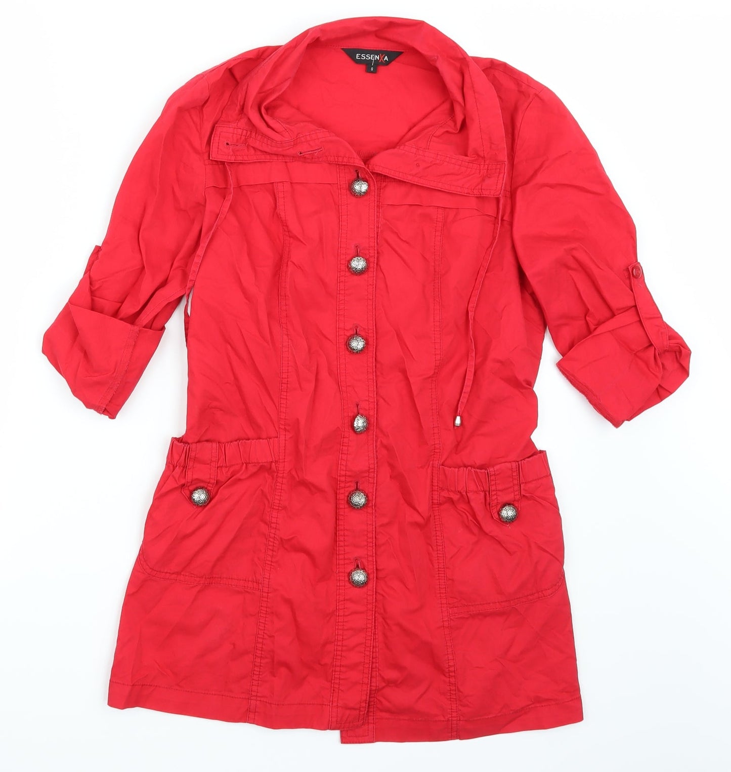 Esenxa Womens Red   Basic Button-Up Size S