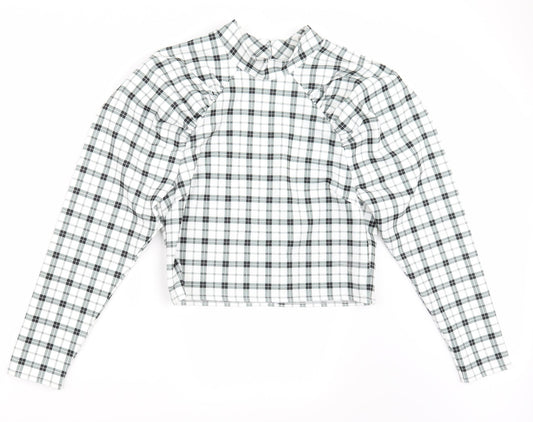 Asosw Womens White Check  Basic T-Shirt Size 14