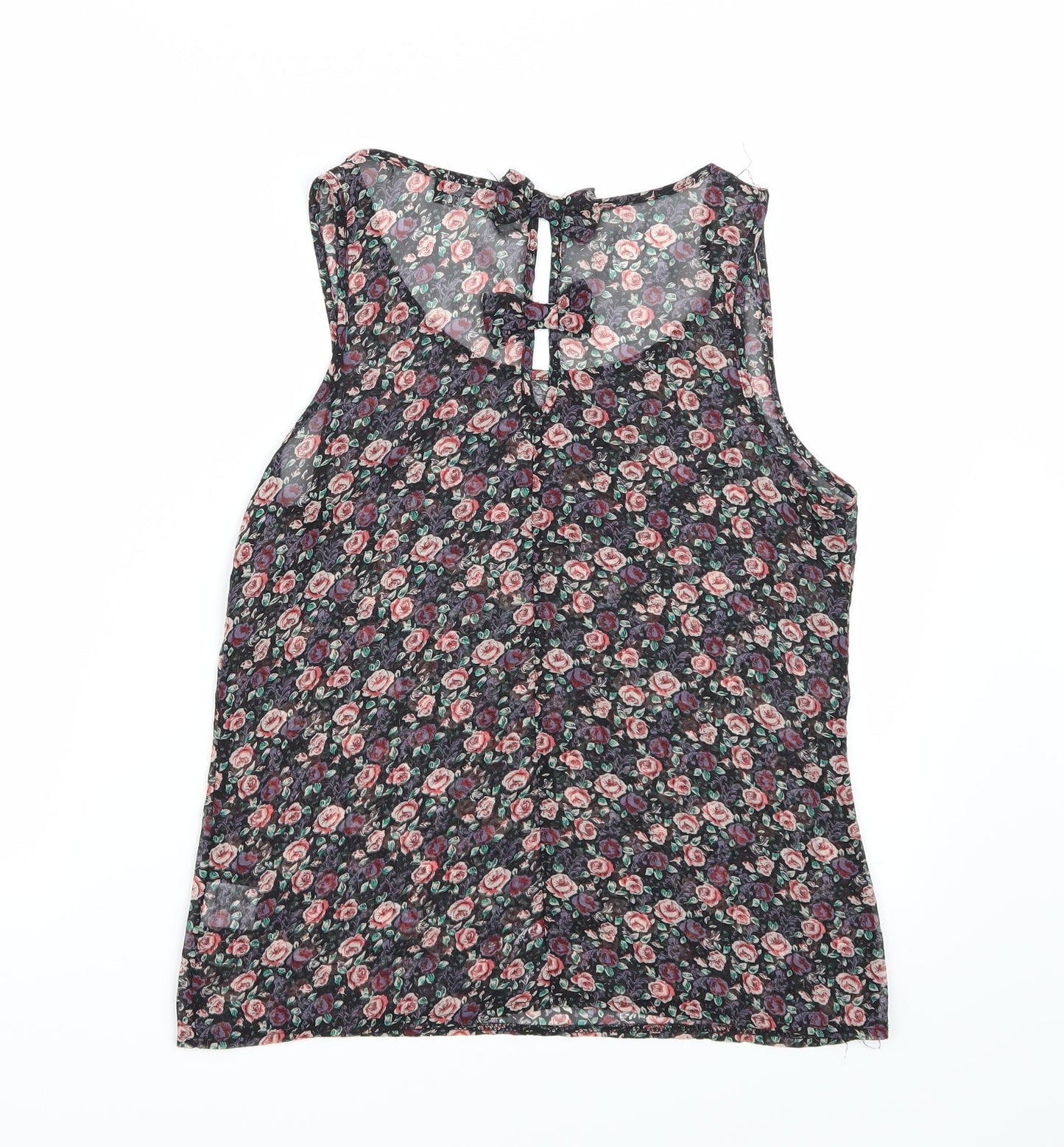 Select Womens Black Floral  Basic Tank Size 8