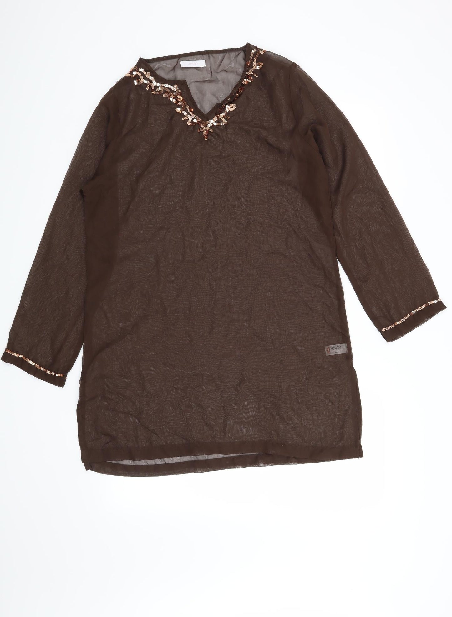 Evie Womens Brown   Tunic Blouse Size S