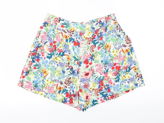 Preworn Womens White Floral  Hot Pants Shorts