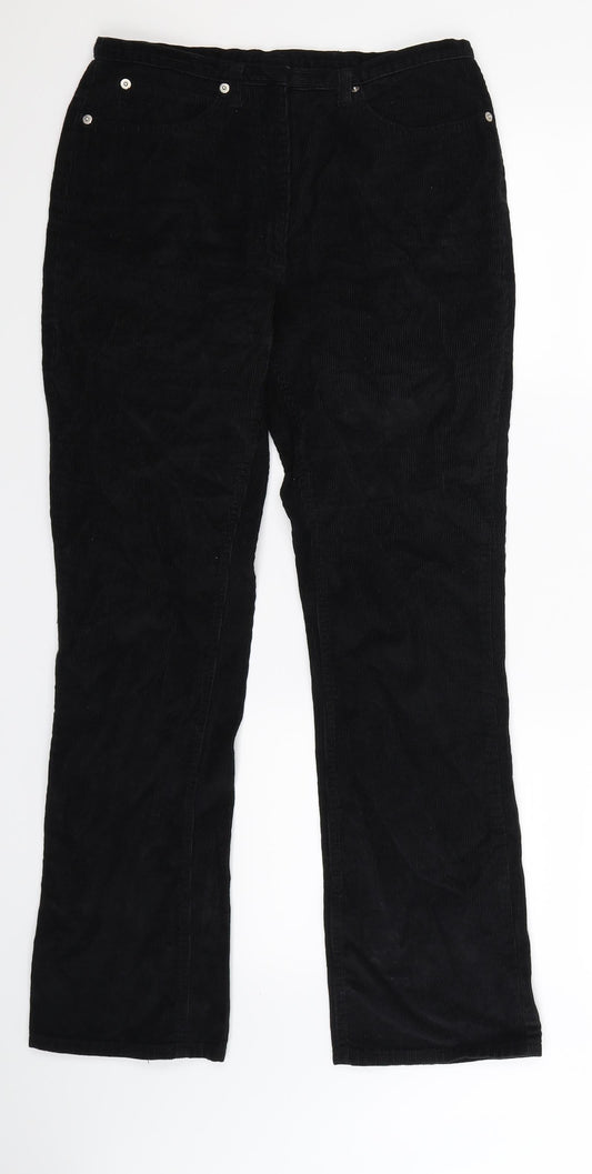 District Womens Black  Corduroy Trousers  Size 6 L31 in