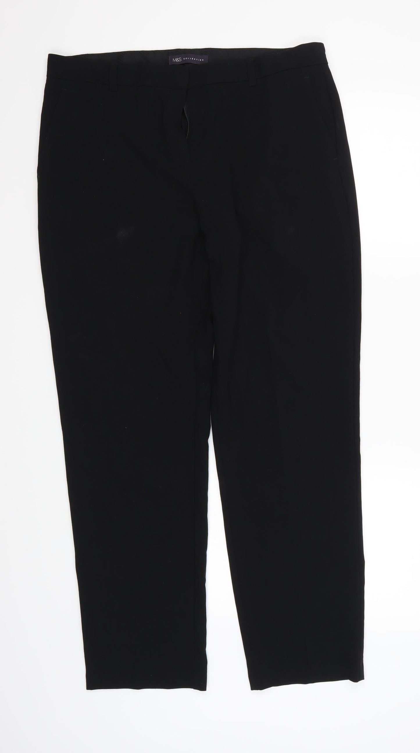 Marks and Spencer Womens Black  Rayon Trousers  Size 14 L30 in