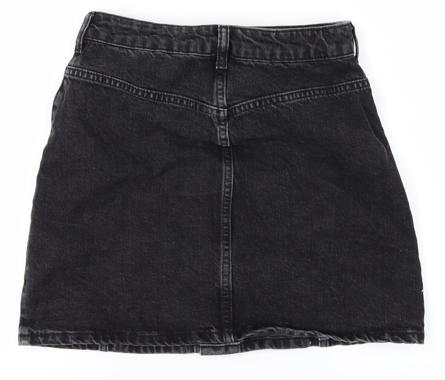 Topshop Womens Black  Denim A-Line Skirt Size 8