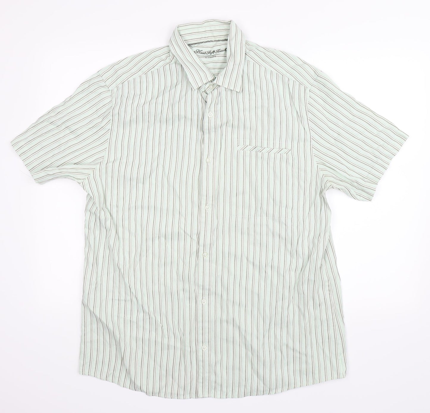 NEXT Mens Green Striped   Button-Up Size XL