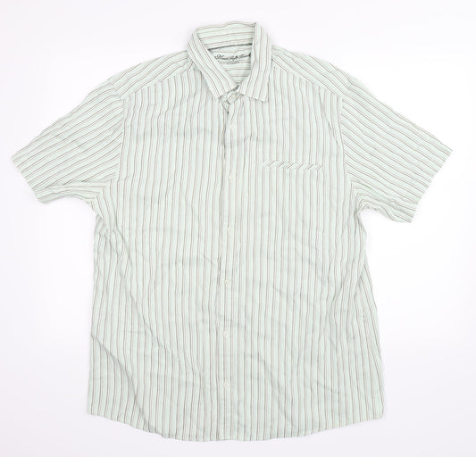 NEXT Mens Green Striped   Button-Up Size XL