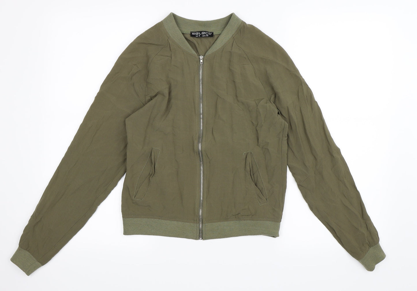 Select Womens Green   Bomber Jacket Jacket Size 8
