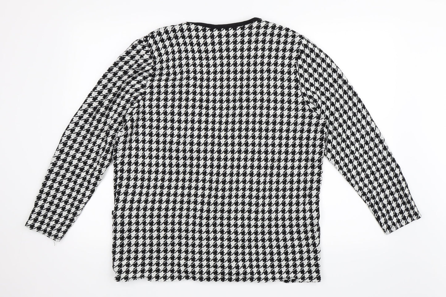 Doreen Lord Womens Black Houndstooth  Jacket Blazer Size 18