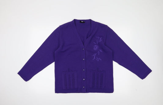 Florida Collection Womens Purple   Cardigan Jumper Size M