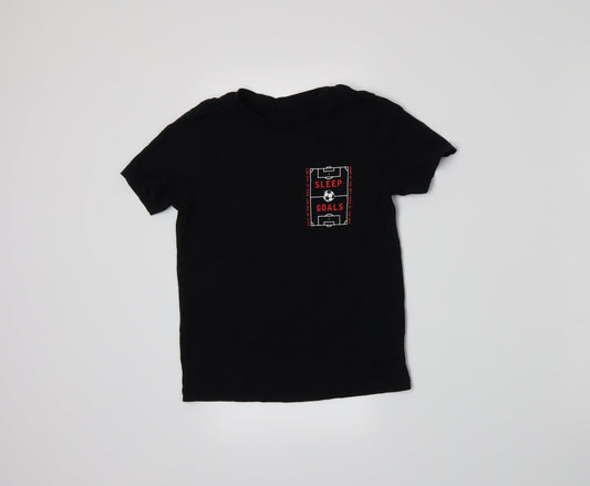 George Boys Black  Jersey Basic T-Shirt Size 7-8 Years