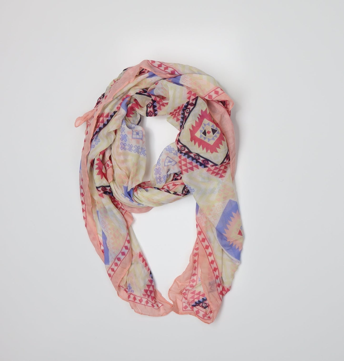 Preworn Womens Yellow Geometric   Scarf